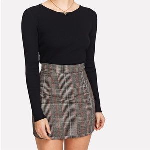 SHEIN Plaid Gray Skirt